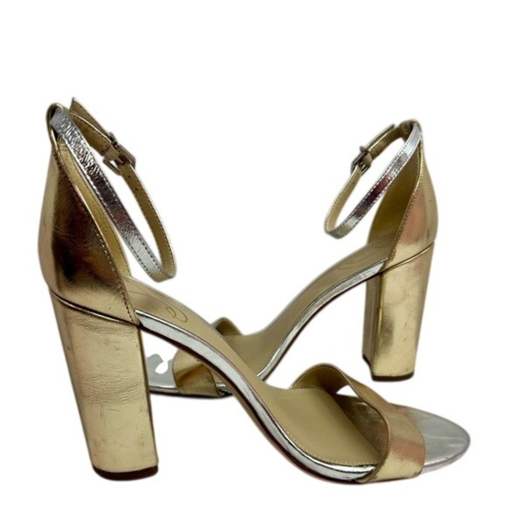SAM EDELMAN Women's Glam Yaro Gold & Silver Luxe Heels FLAWS 11/EU 42 Going Out